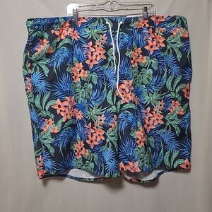 St. John's Bay Men Shorts Swim Trunks Floral Drawstring Elastic Waist 4XLT NWT